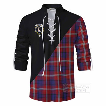 Ainslie Tartan Ghillie Kilt Shirt with Family Crest and Military Logo Style - Tartan Vibes Clothing