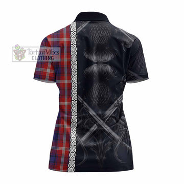 Ainslie Tartan Women's Polo Shirt with Family Crest Cross Sword Thistle Celtic Vibes - Tartan Vibes Clothing