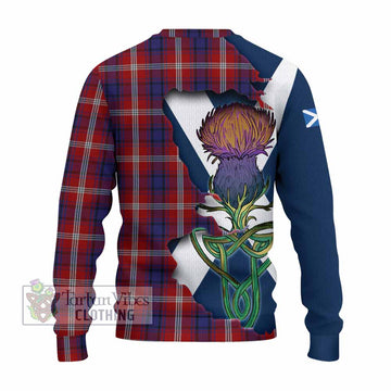 Tartan Vibes Clothing Ainslie Tartan Family Crest Knitted Sweater Scottish Thistle Celtic Inspired