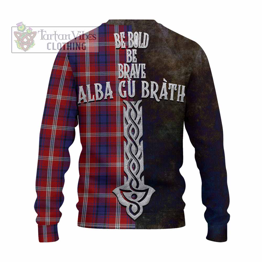 Ainslie Tartan Family Crest Knitted Sweater Alba Gu Brath Be Brave Lion Ancient Style - Tartan Vibes Clothing