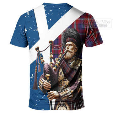 Ainslie Tartan T-Shirt with Family Crest Scottish Bagpiper Vibes - Tartan Vibes Clothing