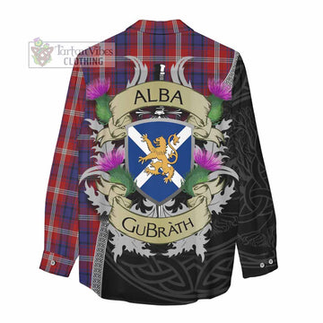 Ainslie Tartan Family Crest Women's Casual Shirt Lion Rampant Royal Thistle Shield Celtic Inspired - Tartan Vibes Clothing
