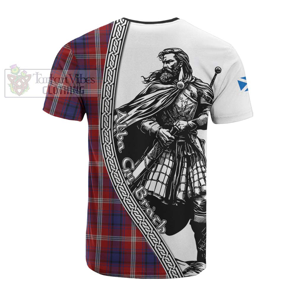 Ainslie Tartan Clan Crest Cotton T-shirt with Highlander Warrior Celtic Style - Tartan Vibes Clothing
