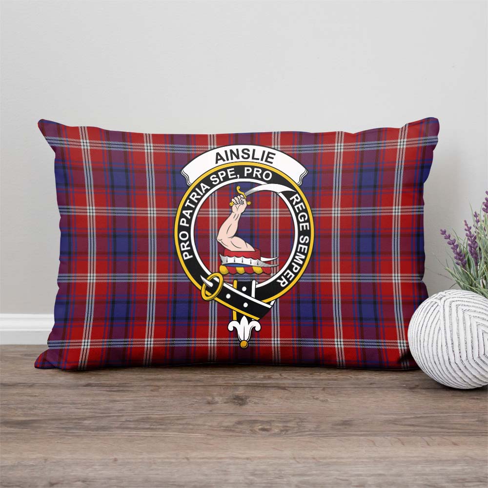 Ainslie Tartan Pillow Cover with Family Crest Rectangle Pillow Cover - Tartanvibesclothing