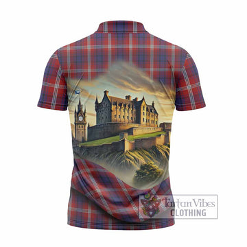 Ainslie Tartan Family Crest Zipper Polo Shirt with Scottish Ancient Castle Style - Tartan Vibes Clothing