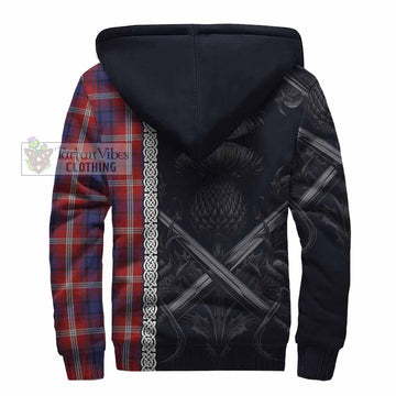 Ainslie Tartan Sherpa Hoodie with Family Crest Cross Sword Thistle Celtic Vibes - Tartan Vibes Clothing