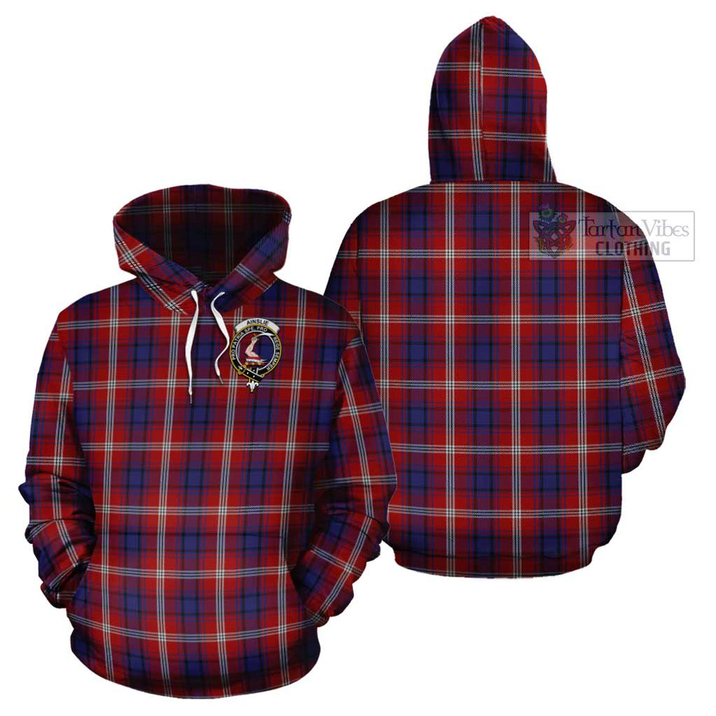 Ainslie Tartan Cotton Hoodie with Family Crest Pullover Hoodie - Tartan Vibes Clothing