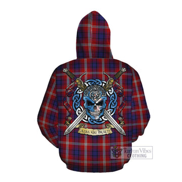 Ainslie Tartan Cotton Hoodie with Family Crest Celtic Skull Style Pullover Hoodie - Tartan Vibes Clothing