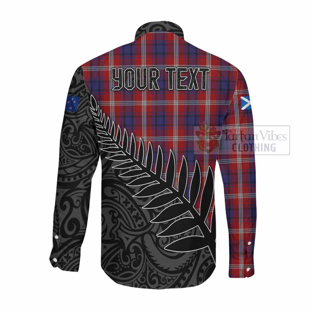 Ainslie Crest Tartan Long Sleeve Button Shirt with New Zealand Silver Fern Half Style Men's Shirt - Tartan Vibes Clothing