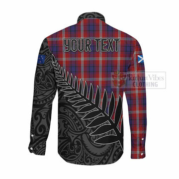 Ainslie Crest Tartan Long Sleeve Button Shirt with New Zealand Silver Fern Half Style Men's Shirt - Tartan Vibes Clothing