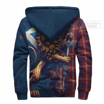 Ainslie Tartan Family Crest Sherpa Hoodie with Scottish Majestic Lion - Tartan Vibes Clothing