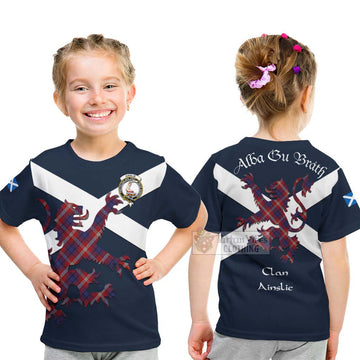 Ainslie Tartan Lion Rampant Kid T-Shirt Proudly Display Your Heritage with Alba Gu Brath and Clan Name - Tartan Vibes Clothing