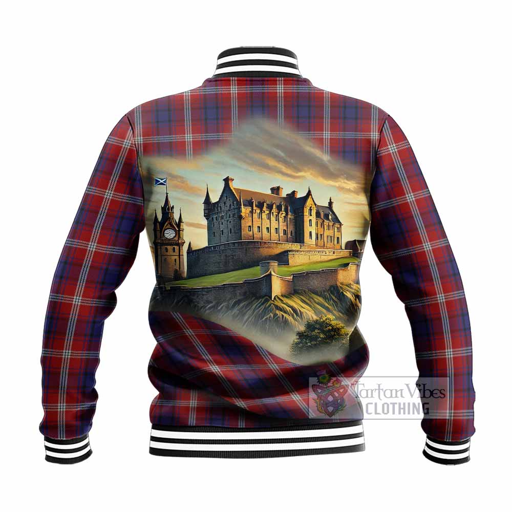 Ainslie Tartan Family Crest Baseball Jacket with Scottish Ancient Castle Style - Tartan Vibes Clothing