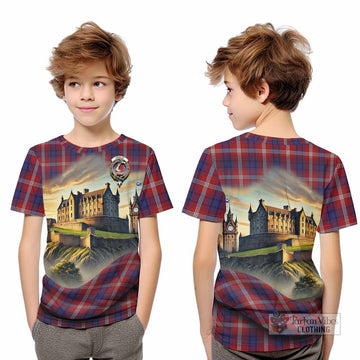 Ainslie Tartan Family Crest Kid T-Shirt with Scottish Ancient Castle Style - Tartan Vibes Clothing