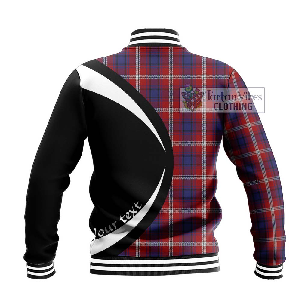 Ainslie Tartan Baseball Jacket with Family Crest Circle Style - Tartan Vibes Clothing