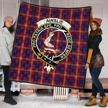 Ainslie Tartan Quilt with Family Crest - Tartanvibesclothing