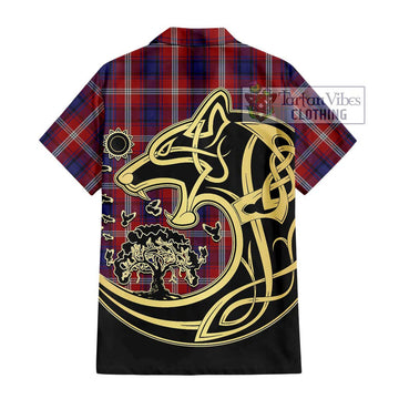 Ainslie Tartan Hawaiian Shirt with Family Crest Celtic Wolf Style - Tartan Vibes Clothing