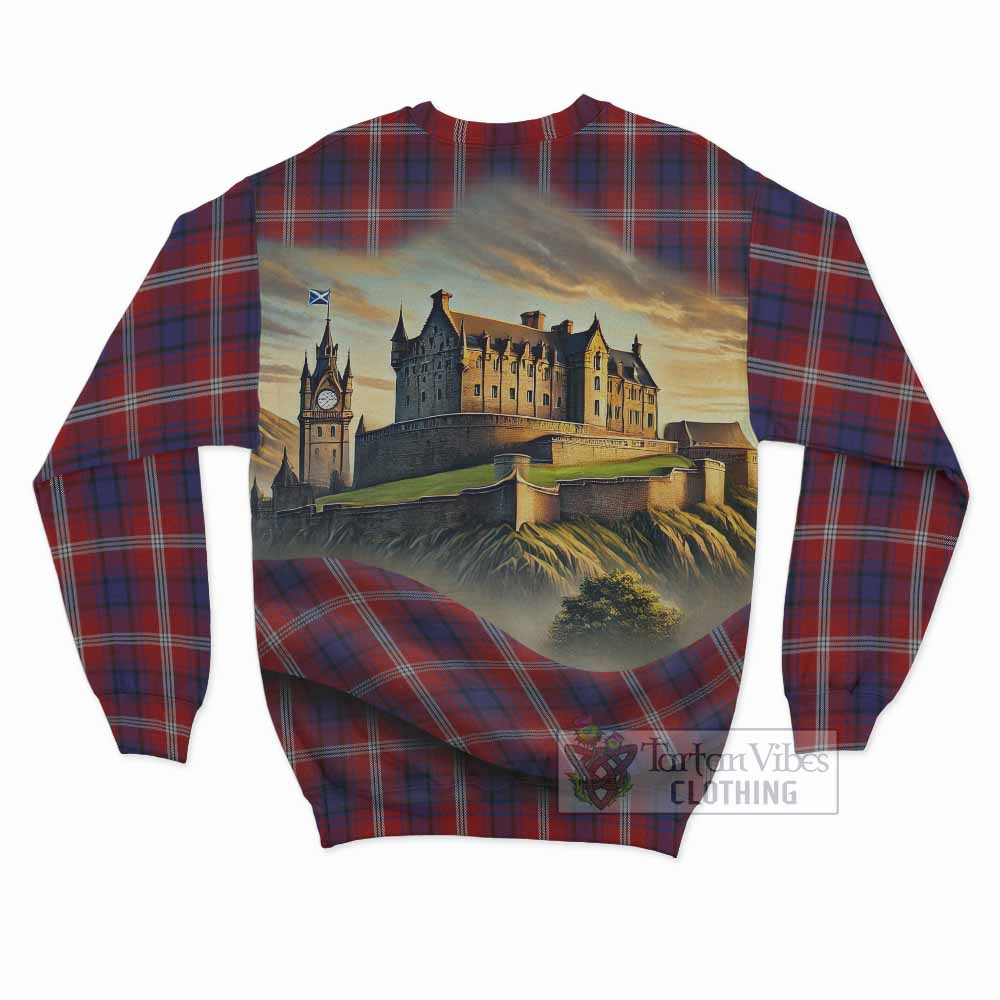 Ainslie Tartan Family Crest Sweatshirt with Scottish Ancient Castle Style - Tartan Vibes Clothing