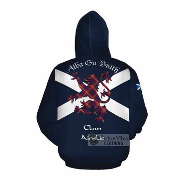 Ainslie Tartan Lion Rampant Cotton Hoodie Proudly Display Your Heritage with Alba Gu Brath and Clan Name Pullover Hoodie - Tartan Vibes Clothing