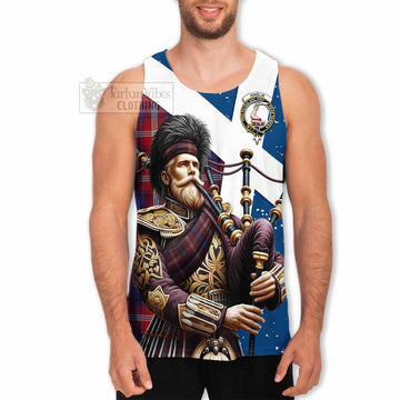 Ainslie Tartan Men's Tank Top with Family Crest Scottish Bagpiper Vibes - Tartan Vibes Clothing