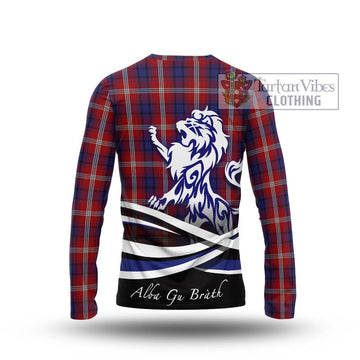 Ainslie Tartan Long Sleeve T-Shirt with Alba Gu Brath Regal Lion Emblem - Tartan Vibes Clothing