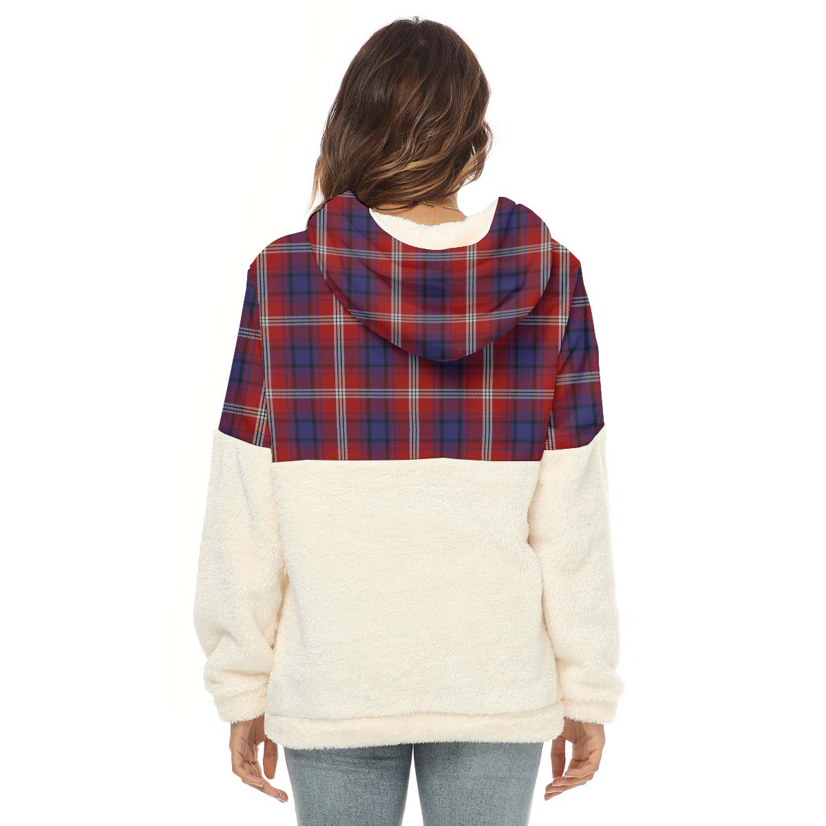 Ainslie Tartan Half Style Women's Borg Fleece Hoodie with Half Zip - Tartan Vibes Clothing