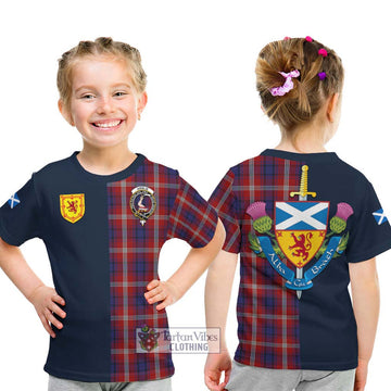 Ainslie Tartan Kid T-Shirt Alba with Scottish Lion Royal Arm Half Style - Tartan Vibes Clothing