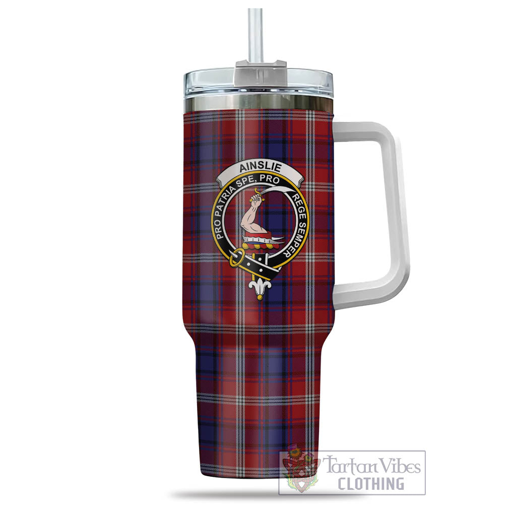 Tartan Vibes Clothing Ainslie Tartan and Family Crest Tumbler with Handle