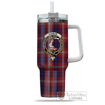 Tartan Vibes Clothing Ainslie Tartan and Family Crest Tumbler with Handle