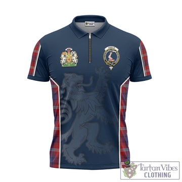 Ainslie Tartan Zipper Polo Shirt with Family Crest and Lion Rampant Vibes Sport Style