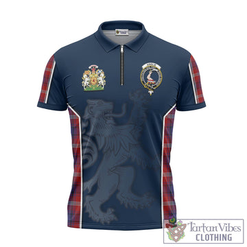Ainslie Tartan Zipper Polo Shirt with Family Crest and Lion Rampant Vibes Sport Style - Tartan Vibes Clothing