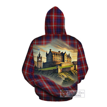 Ainslie Tartan Family Crest Cotton Hoodie with Scottish Ancient Castle Style Pullover Hoodie - Tartan Vibes Clothing