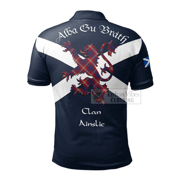 Ainslie Tartan Lion Rampant Polo Shirt Proudly Display Your Heritage with Alba Gu Brath and Clan Name - Tartan Vibes Clothing