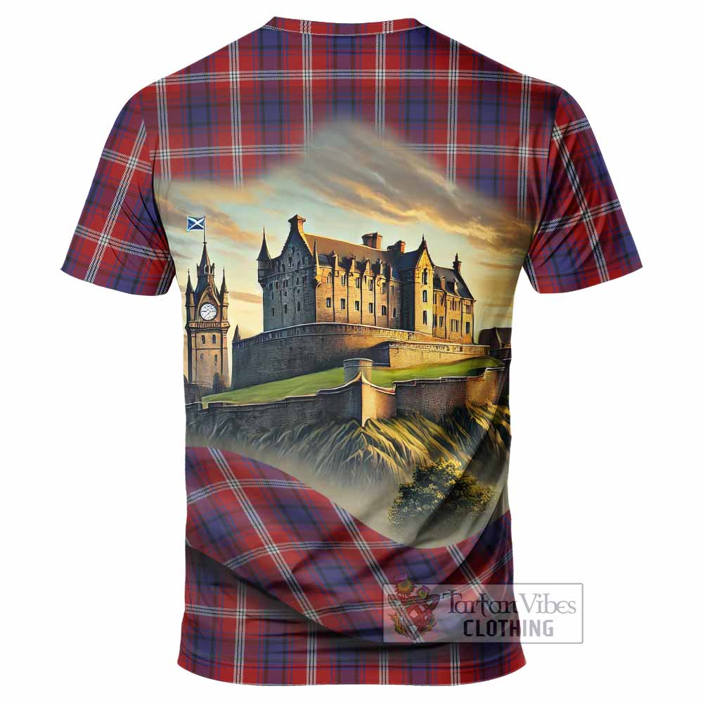 Ainslie Tartan Family Crest T-Shirt with Scottish Ancient Castle Style - Tartan Vibes Clothing