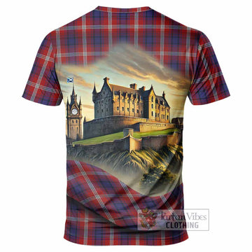 Ainslie Tartan Family Crest T-Shirt with Scottish Ancient Castle Style - Tartan Vibes Clothing