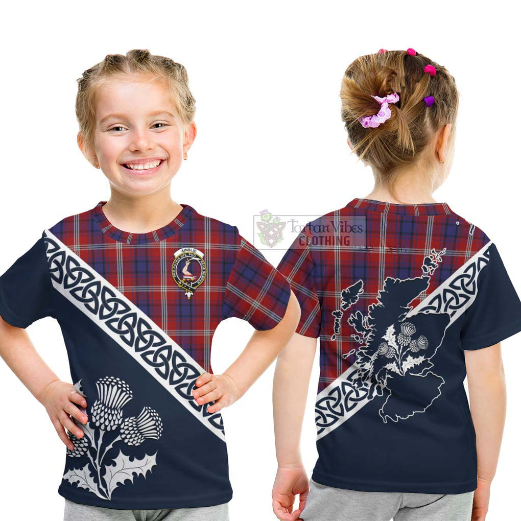 Ainslie Tartan Kid T-Shirt Featuring Thistle and Scotland Map - Tartan Vibes Clothing