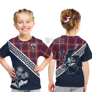 Ainslie Tartan Kid T-Shirt Featuring Thistle and Scotland Map - Tartan Vibes Clothing
