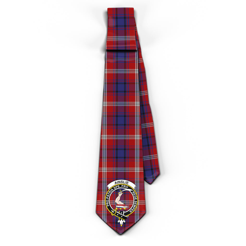 Ainslie Tartan Classic Necktie with Family Crest - Tartanvibesclothing