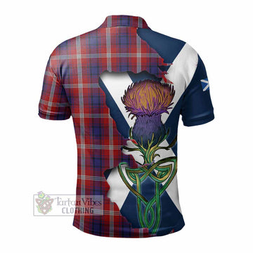 Tartan Vibes Clothing Ainslie Tartan Family Crest Polo Shirt Scottish Thistle Celtic Inspired
