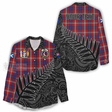 Ainslie Crest Tartan Women's Casual Shirt with New Zealand Silver Fern Half Style - Tartan Vibes Clothing