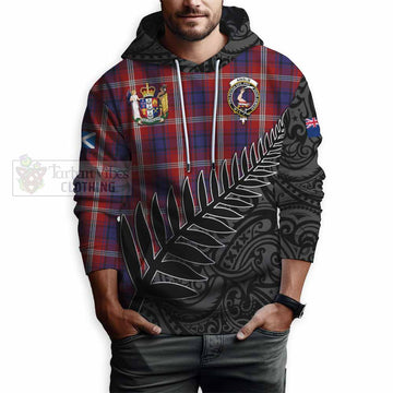 Ainslie Crest Tartan Hoodie with New Zealand Silver Fern Half Style - Tartan Vibes Clothing