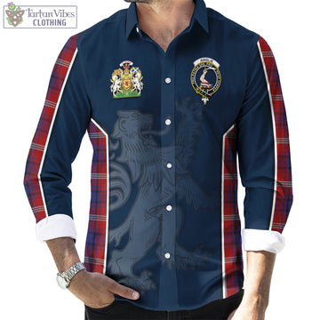 Ainslie Tartan Long Sleeve Button Up Shirt with Family Crest and Lion Rampant Vibes Sport Style - Tartan Vibes Clothing