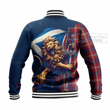Ainslie Tartan Family Crest Baseball Jacket with Scottish Majestic Lion - Tartan Vibes Clothing
