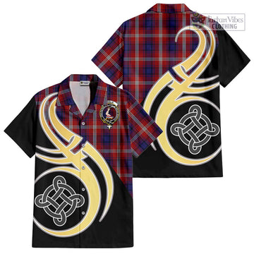 Ainslie Tartan Hawaiian Shirt with Family Crest and Celtic Symbol Style - Tartan Vibes Clothing