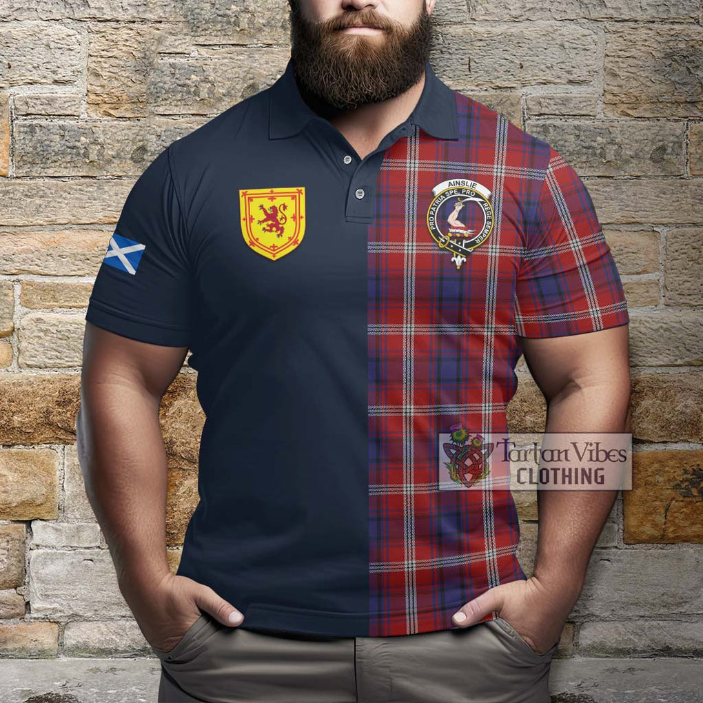 Ainslie Tartan Polo Shirt Alba with Scottish Lion Royal Arm Half Style - Tartan Vibes Clothing