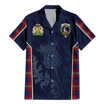 Ainslie Tartan Hawaiian Shirt with Family Crest and Scottish Thistle Vibes Sport Style - Tartan Vibes Clothing