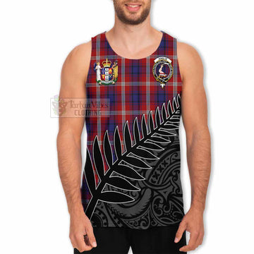Ainslie Crest Tartan Men's Tank Top with New Zealand Silver Fern Half Style - Tartan Vibes Clothing