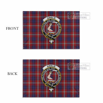 Tartan Vibes Clothing Ainslie Tartan House Flag with Family Crest