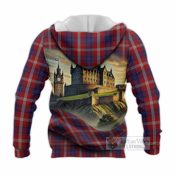 Tartan Vibes Clothing Ainslie Tartan Family Crest Knitted Hoodie with Scottish Ancient Castle Style