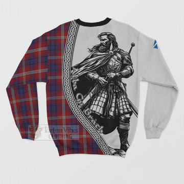 Ainslie Tartan Clan Crest Sweatshirt with Highlander Warrior Celtic Style - Tartan Vibes Clothing